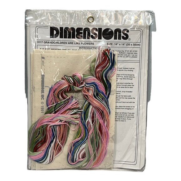 Vintage Dimensions Stamped Cross Stitch Grandchildren Are Like Flowers 3117 1991 - Picture 4 of 4